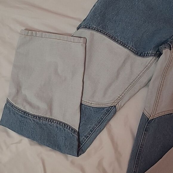Patchwork high rise jeans size 24x29.5 90s women's retro relaxed straight leg - Picture 2 of 12